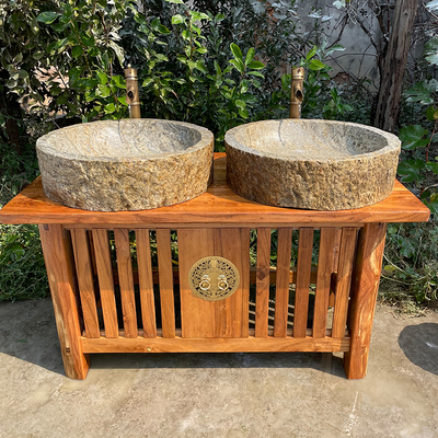 流水老石槽石槽洗手盆户外石磨