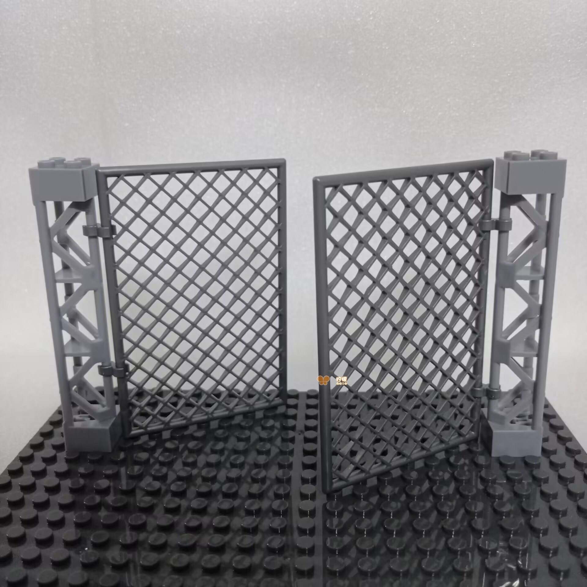 适用于乐高小颗粒积木铁丝网格栅栏大门建筑房屋子支撑柱子零配件