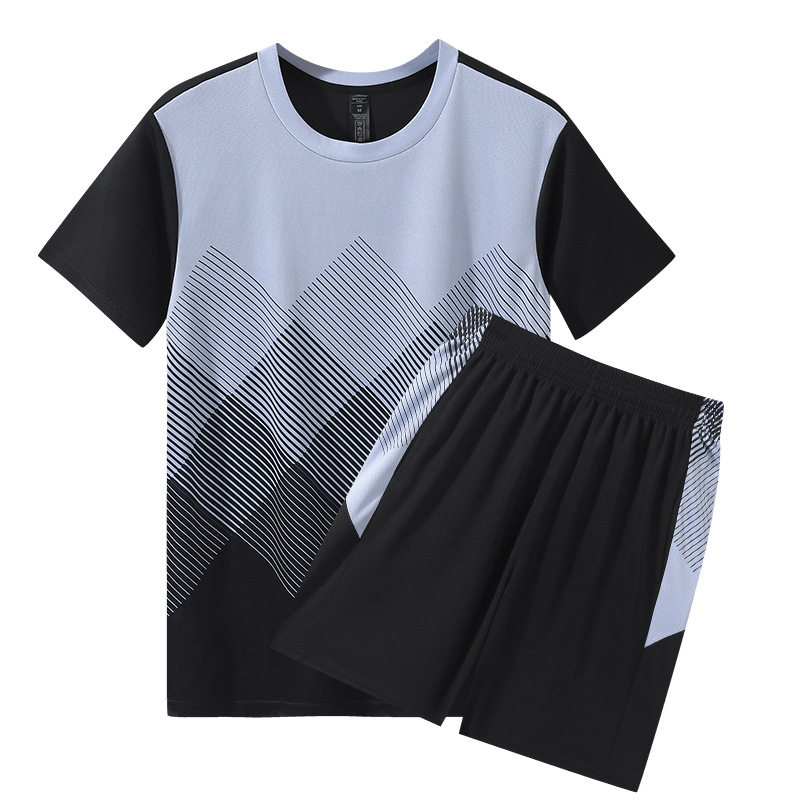 休闲衣服男女款生夏季冰丝速干运动服情侣套装短袖上衣跑步t恤 羽