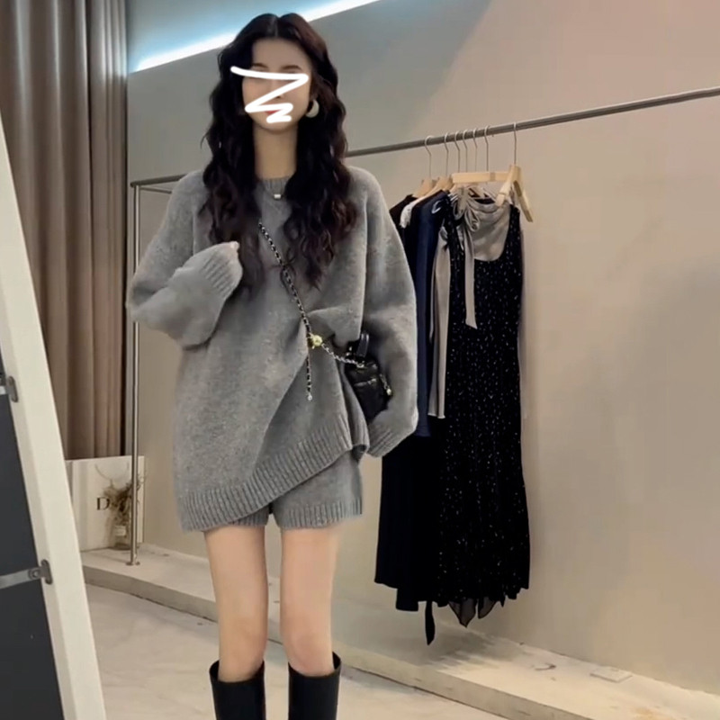针织毛衣白色连衣裙子女