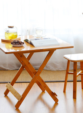 60X60方桌楠竹折叠桌小饭桌折叠折叠圆桌手提竹桌子厂家直销