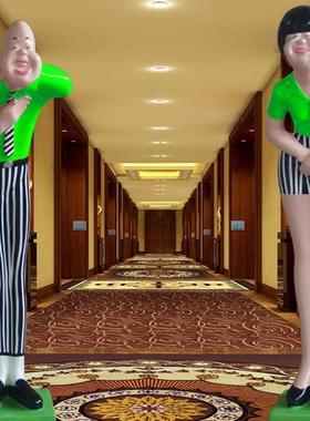 定制玻璃钢彩绘鞠躬迎宾人物雕塑酒店门口招财创意商场树脂摆件