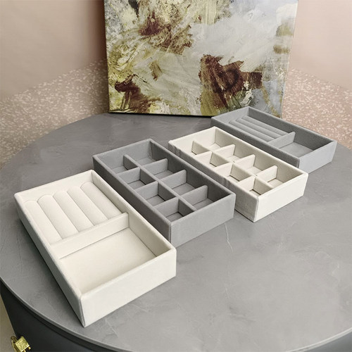 小号绒布抽屉内首饰品归类盘珠宝戒指耳钉手表带格子展示盘装饰盒