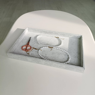 加大号冰花灰绒布无盖首饰托盘手镯项链戒指耳钉收纳手表展示盒