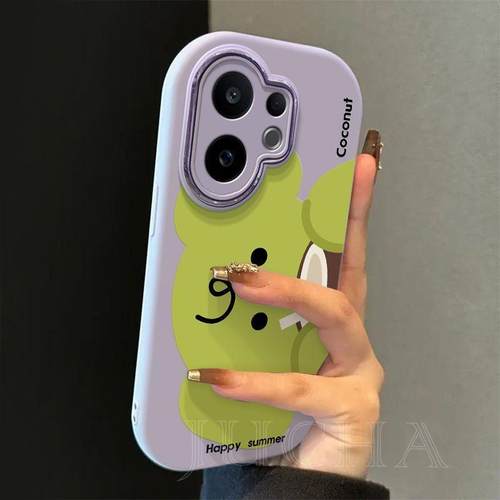 ins椰青小绿狗适用苹果17promax精孔手机壳iPhone16/15/14/13promax硅胶软壳vivo华为p70小米15oppo防摔保护