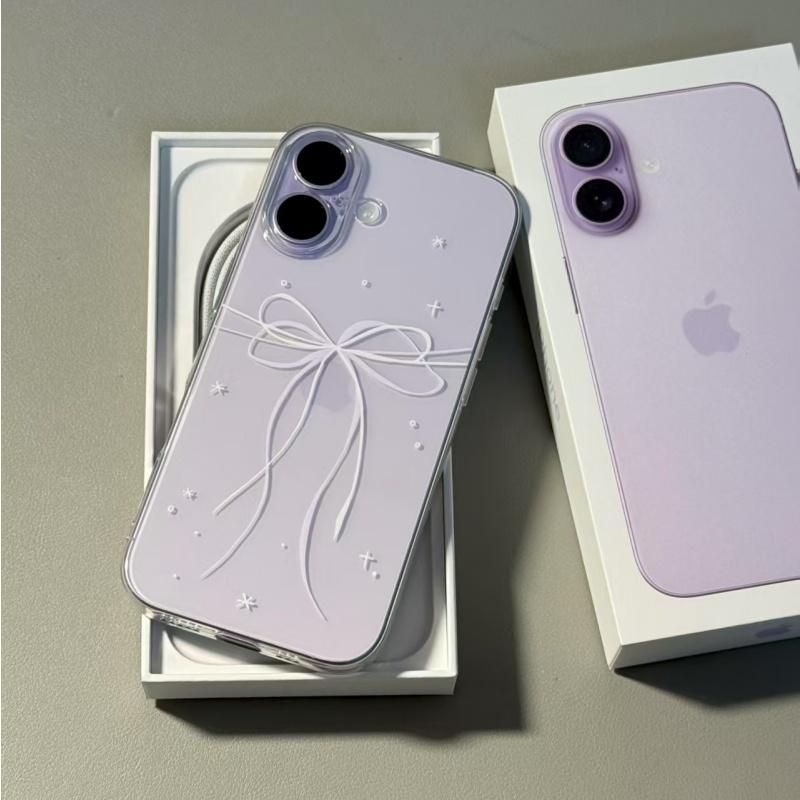 紫色蝴蝶结适用苹果17promax太空手机壳透明iPhone16/15/14/13pro/11华为P70vivo小米17/15prooppo硅胶防摔套