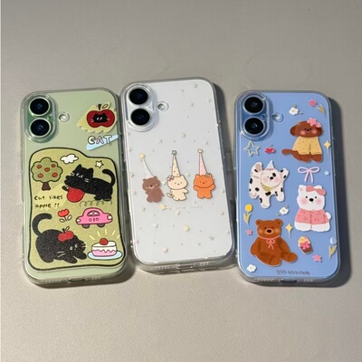可爱小动物合集适用苹果17promax太空手机壳iPhone16/15/14/13/12/11全包透明AIR华为P70vivo小米17oppo防摔