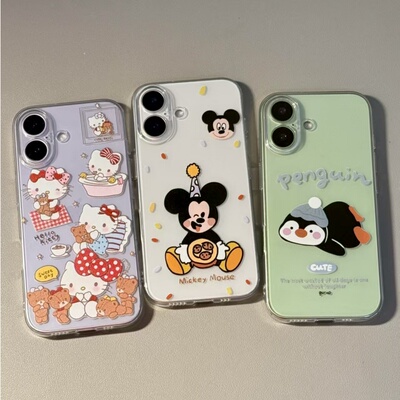 曲奇派对米奇适用苹果17promax太空手机壳透明iPhone16/15/14/13/12/11可爱卡通xr华为P70vivo小米15oppo软套