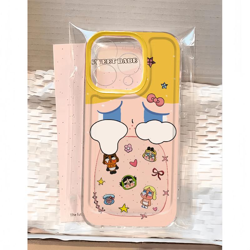 镂空哭娃适用苹果17promax太空手机壳透明iPhone16/15/14/13pro/11华为P70vivo小米17/15prooppo硅胶保护套壳