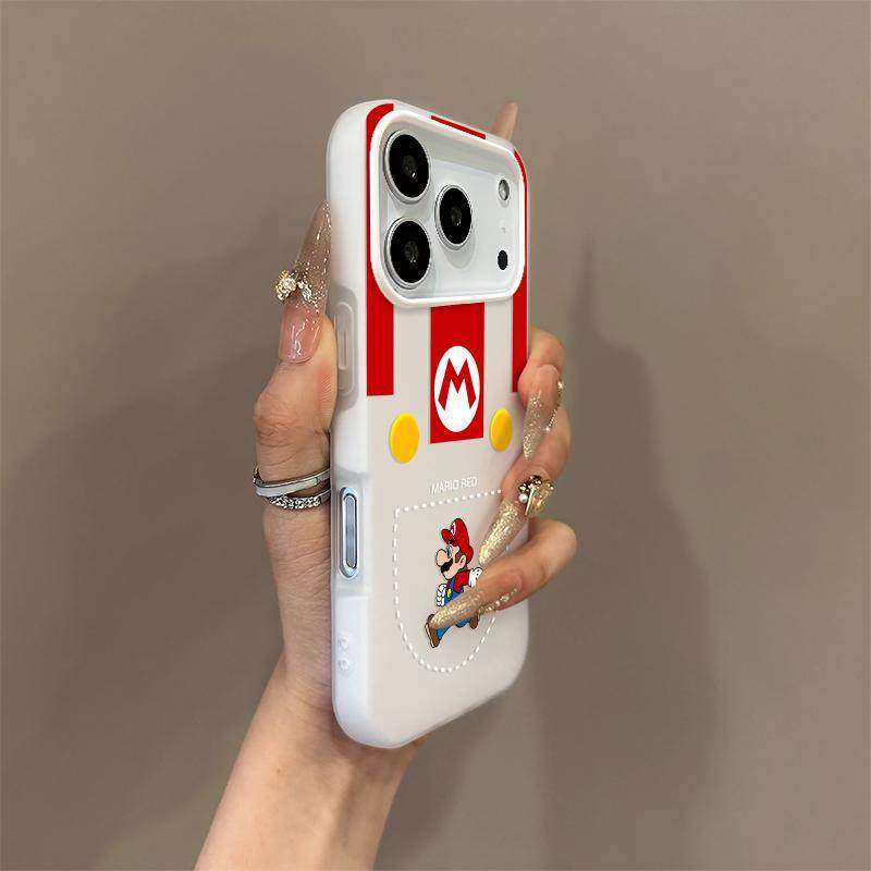 红M马里奥适用苹果17promax肤感果冻二合一17/16/15/14plus可爱卡通iPhone17pro手机壳16/15/14/13/12防摔套
