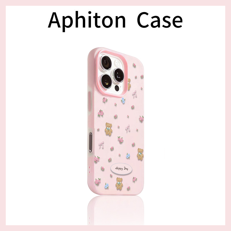 蝴蝶结小熊玩偶适用苹果16promax果冻肤感二合一手机壳iPhone14/13可爱卡通12/11华为P70vivo小米15PROoppo套