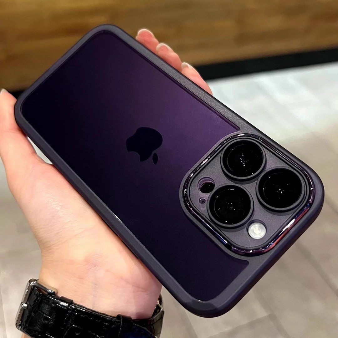 高级透紫自带镜头膜手机壳适用苹果17/16promax新款防摔iPhone15/14/13简约男女vivo华为P70小米17oppo保护套