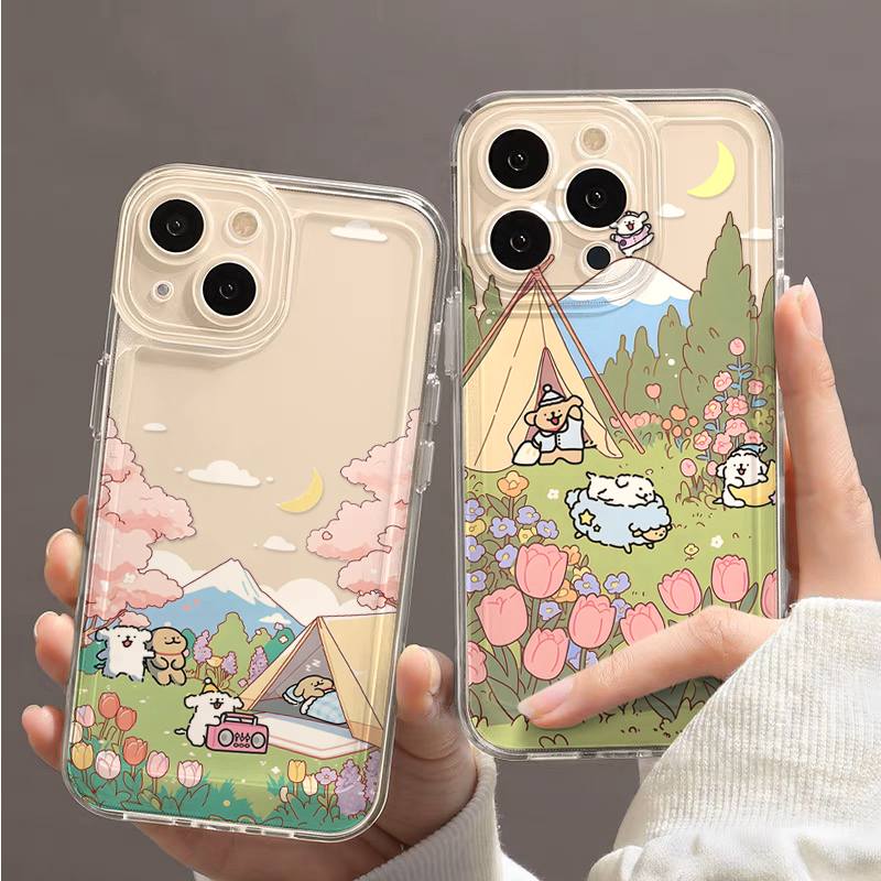 可爱春日露营小狗苹果手机壳