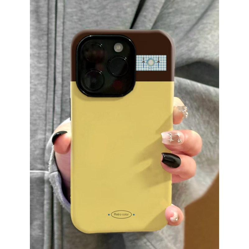 秋冬格纹撞色EH适用苹果17promax菲林二合一手机壳iPhone15/14/13/12新款11vivo华为P70小米15oppo防摔16保护