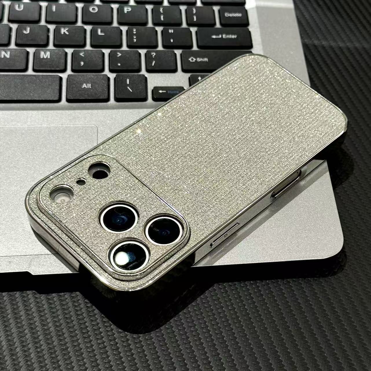 银色小香风细闪适用苹果17promax手机壳iPhoneAIR轻奢高级16/15/14/13pro全包防摔vivo华为P80小米15oppo女款