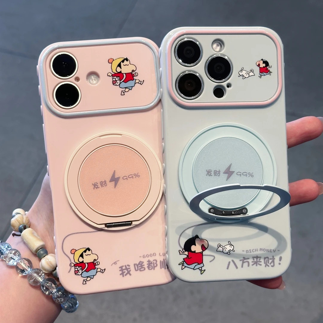 啥都顺小新360支架适用苹果17/16promax秒变17大视窗爱心手机壳iPhone华为P90vivo小米17oppo个性男女保护套