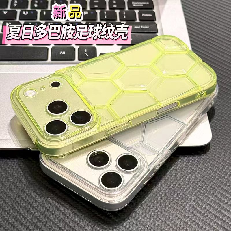 ins风纯色适用于苹果17promax足球纹手机壳iPhone16/15/14/13pro简约个性14/13/12/11全包防摔13pro卡通新款