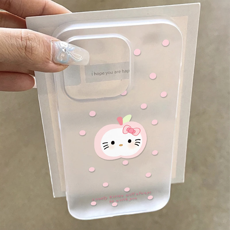 波点粉苹果KT猫适用苹果17/16promax透白小麦壳iPhone15pro可爱卡通14plus小众创意13pro卡通女款12磨砂11软,3C数码配件,手机保护套/壳,淘宝优惠券,粉丝福利购,淘宝优惠卷