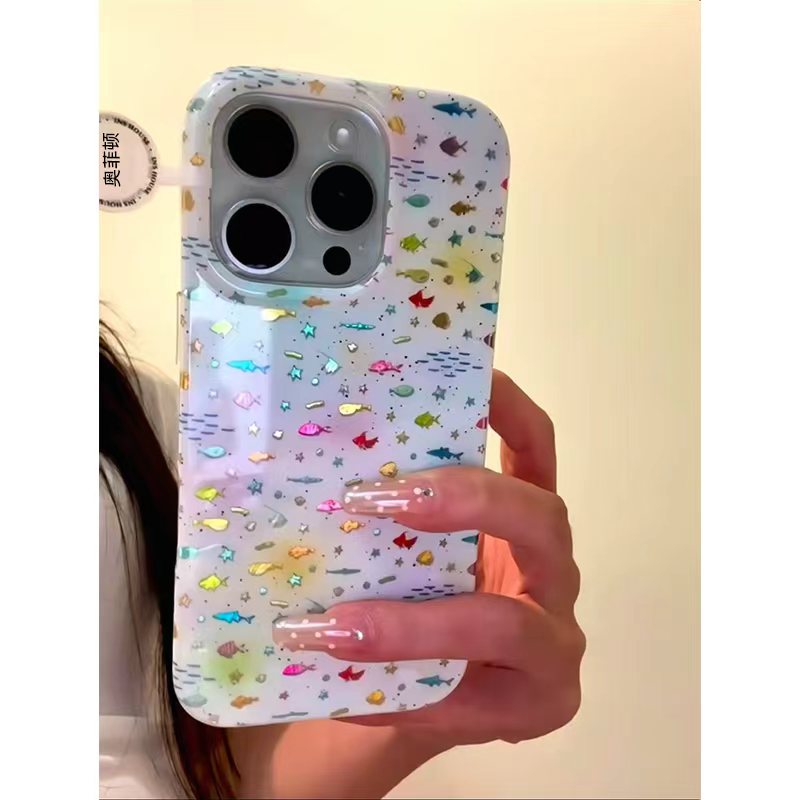 梦幻海底鱼群适用苹果17promax冰川手机壳iPhone16新款15/14pro全包防摔12/11华为P70vivo小米15PROoppo保护