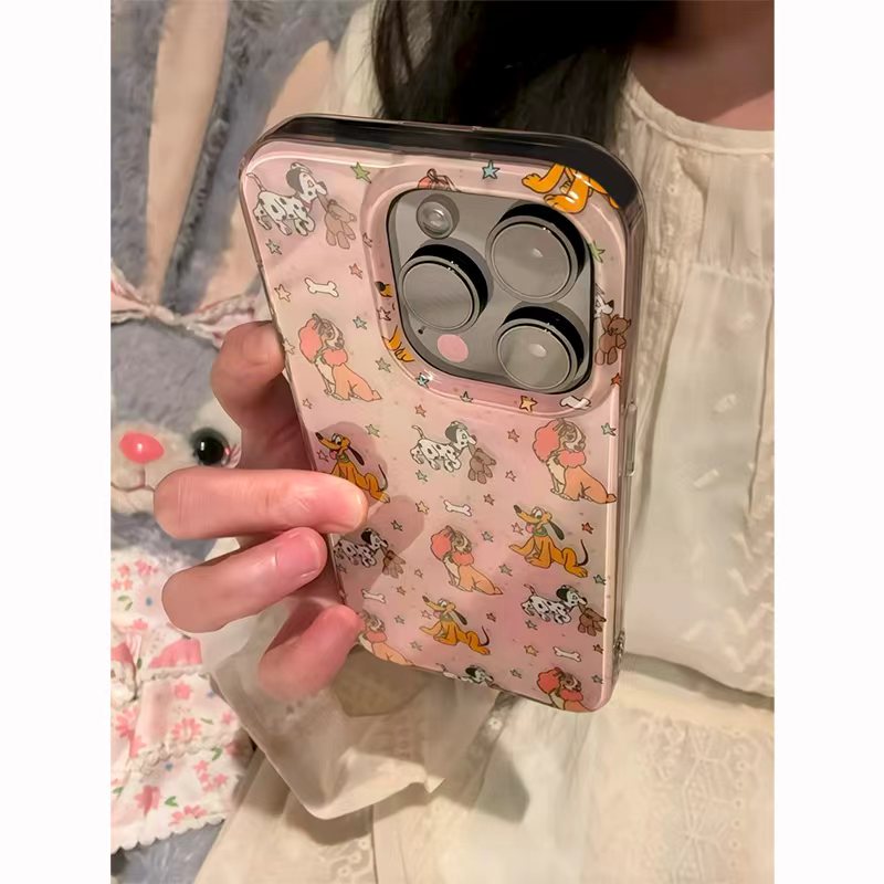 粉晕布鲁托狗狗适用苹果17promax手机壳iPhone16pro卡通新款15/14/13pro双层保护vivo华为P70小米17oppo男女