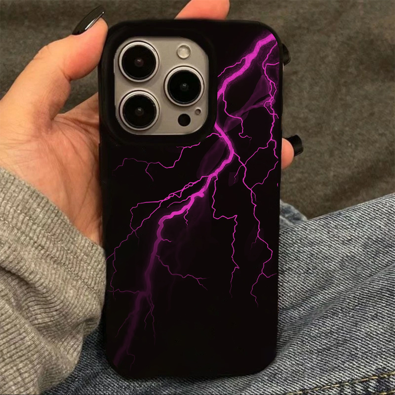紫色闪电苹果硅胶大孔手机壳