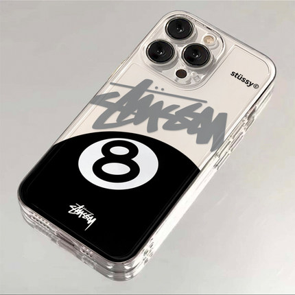 小众黑8台球适用iPhone13pro手机壳苹果15/14promax硅胶OPPOa1pro华为mate60pro透明vivoy52s红米note12套