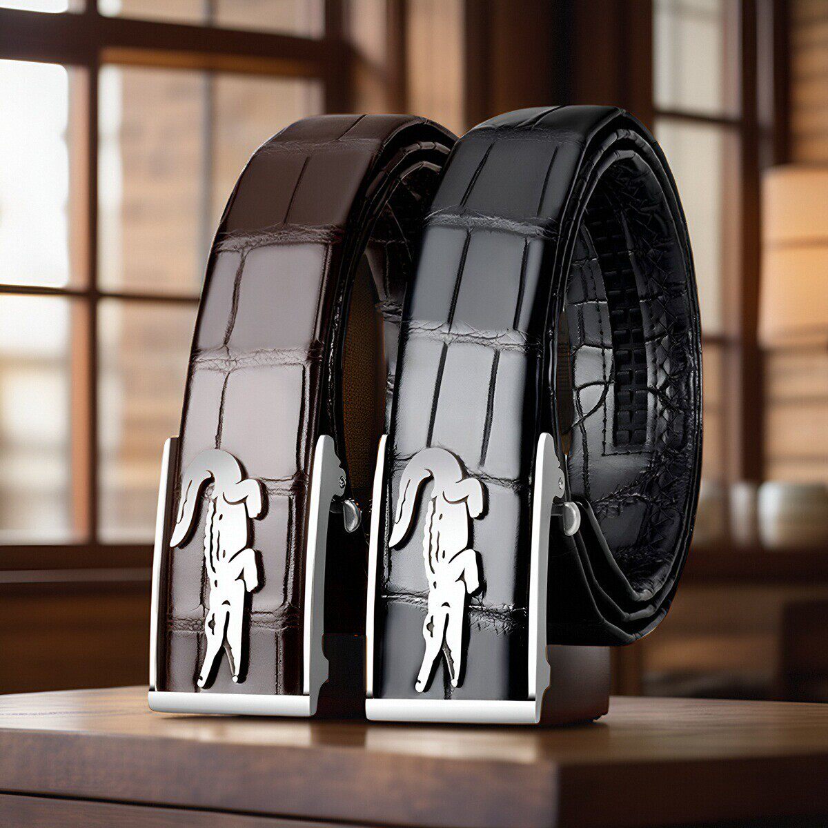 奢侈品钨钢自动扣尼罗鳄肚皮