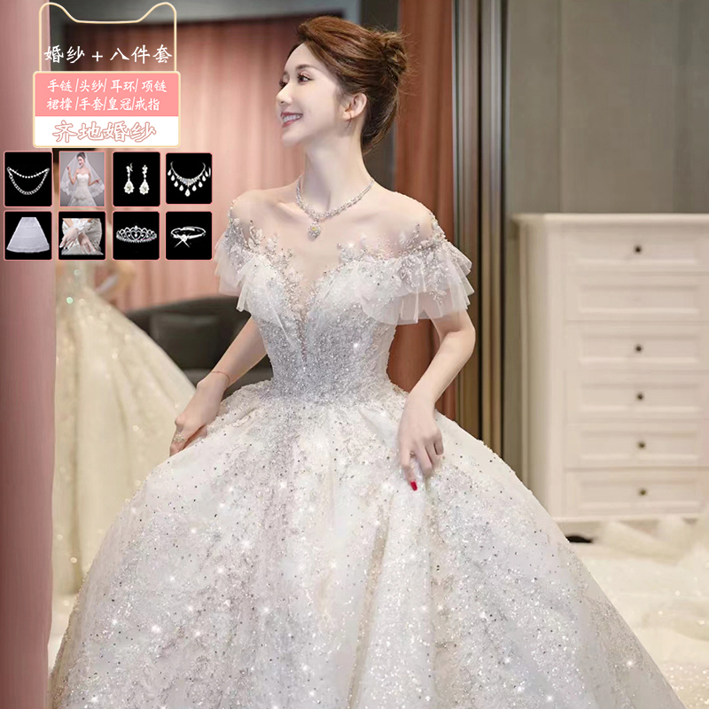  White land model (wedding dress+eight -piece set)+3XL   + $4.71 