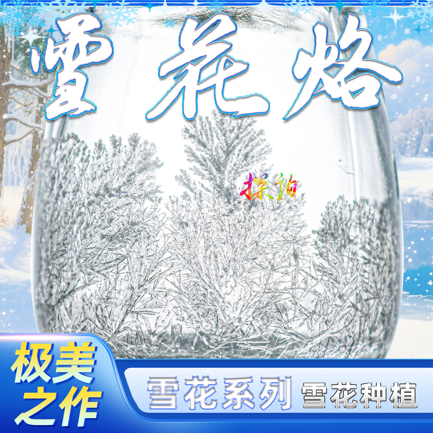 探询雪花烙印自然生长水晶种植结晶纯白色趣味科学物理小实验套装