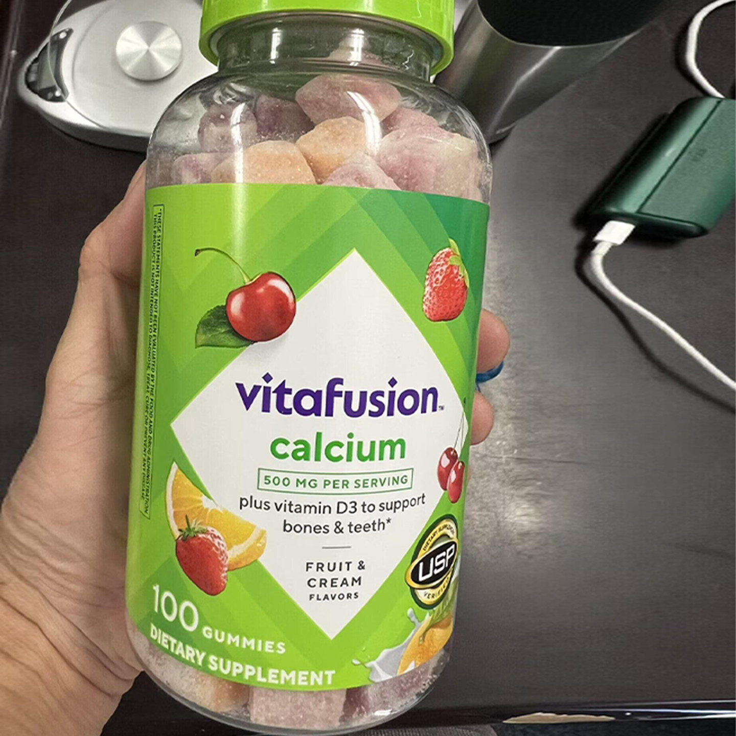 新现货 美国Vitafusion成人补钙D3钙软糖100粒钙吸收骨骼咀嚼钙