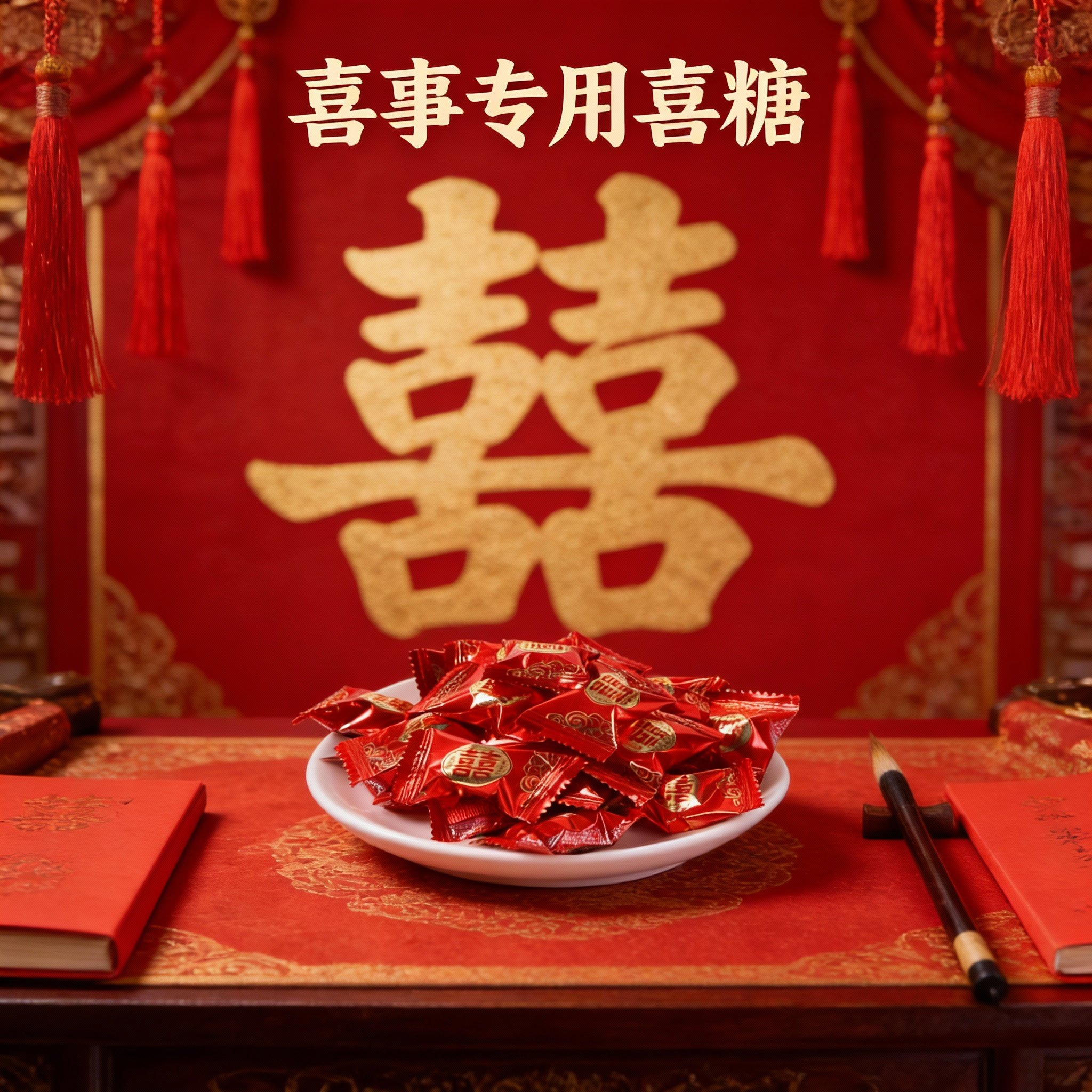 结婚订婚专用喜糖批发红色双喜字独立包装喜庆糖果新年庆祝乔迁