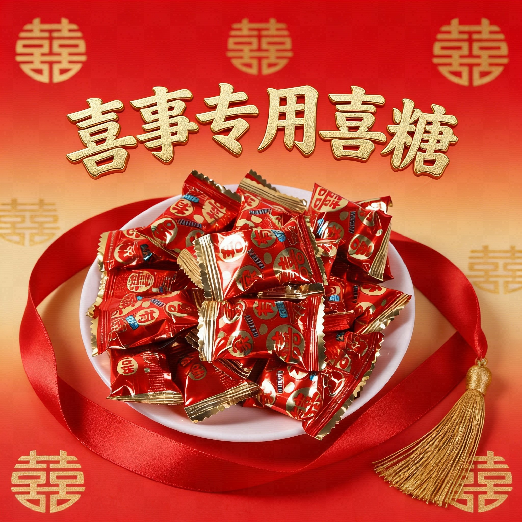 结婚订婚喜事专用喜糖批发独立包装喜庆糖果双喜字婚庆乔迁糖果