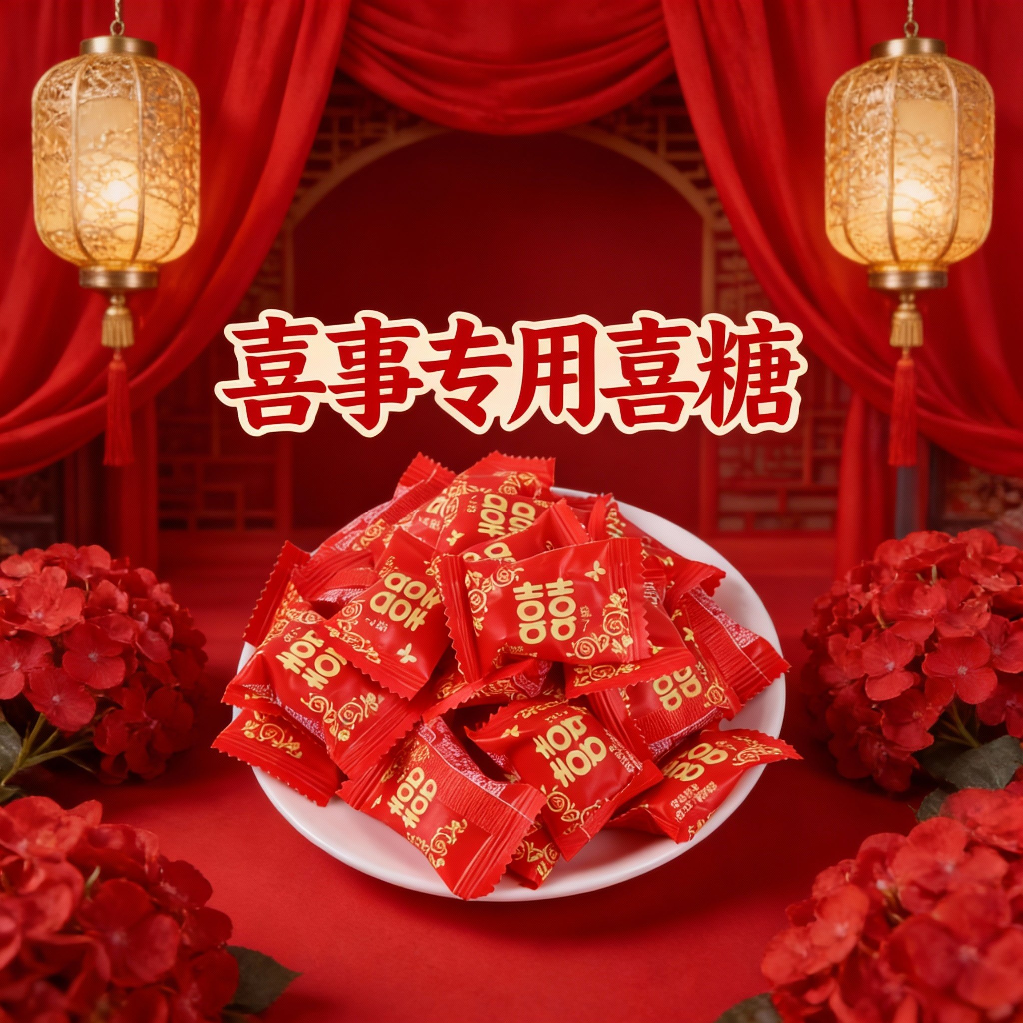 结婚订婚喜事专用红色软糖小包装结婚糖果婚庆喜糖批发乔迁宝宝宴