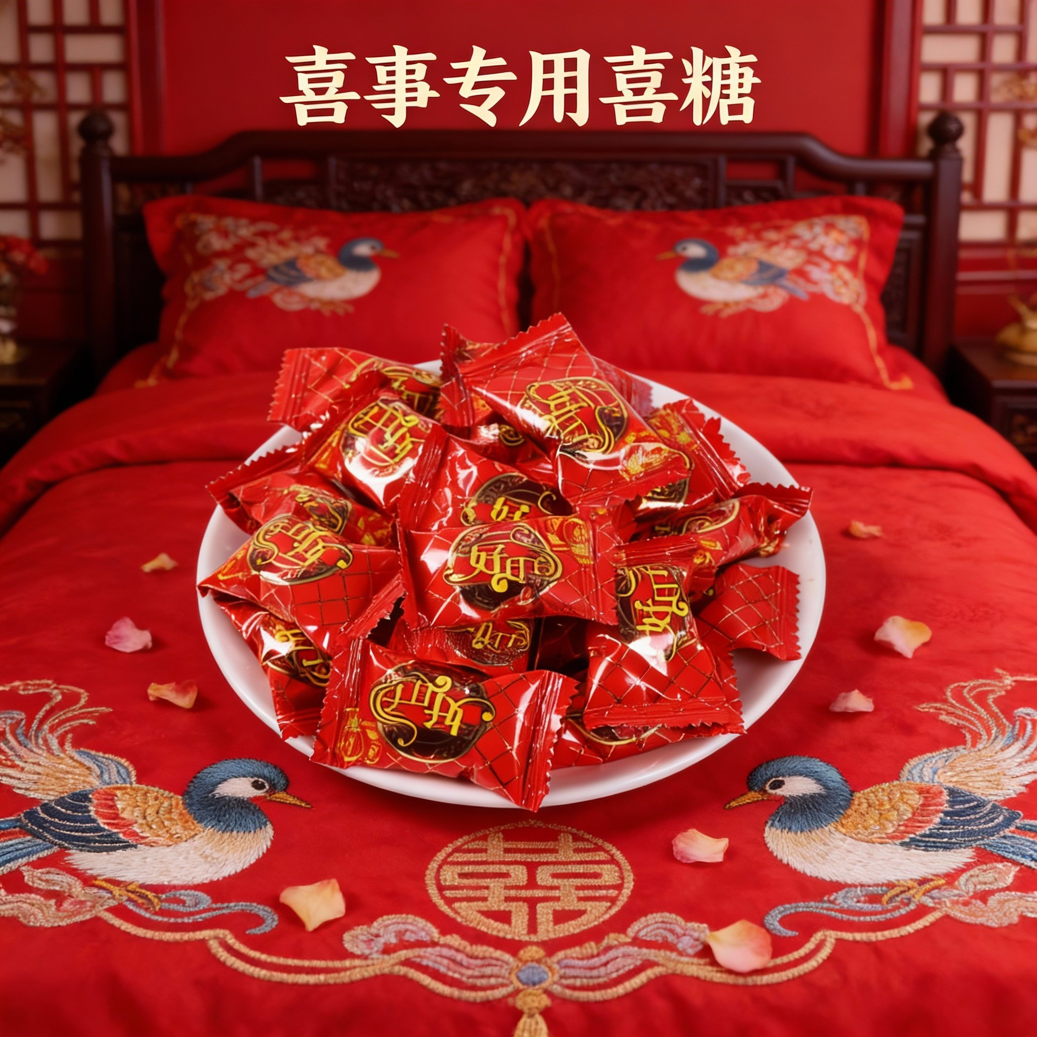 结婚订婚喜事专用喜糖批发好日子红色软糖散装婚礼乔迁宝宝宴糖果