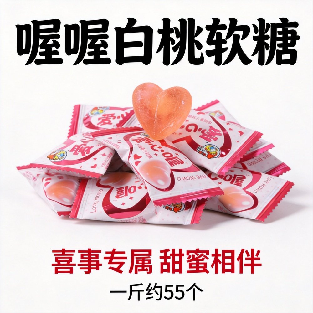 喔喔心形白桃软糖订婚结婚专用喜糖喜事专属甜蜜相伴过年招待糖果,零食/坚果/特产,喜糖,淘宝优惠券,粉丝福利购,淘宝优惠卷