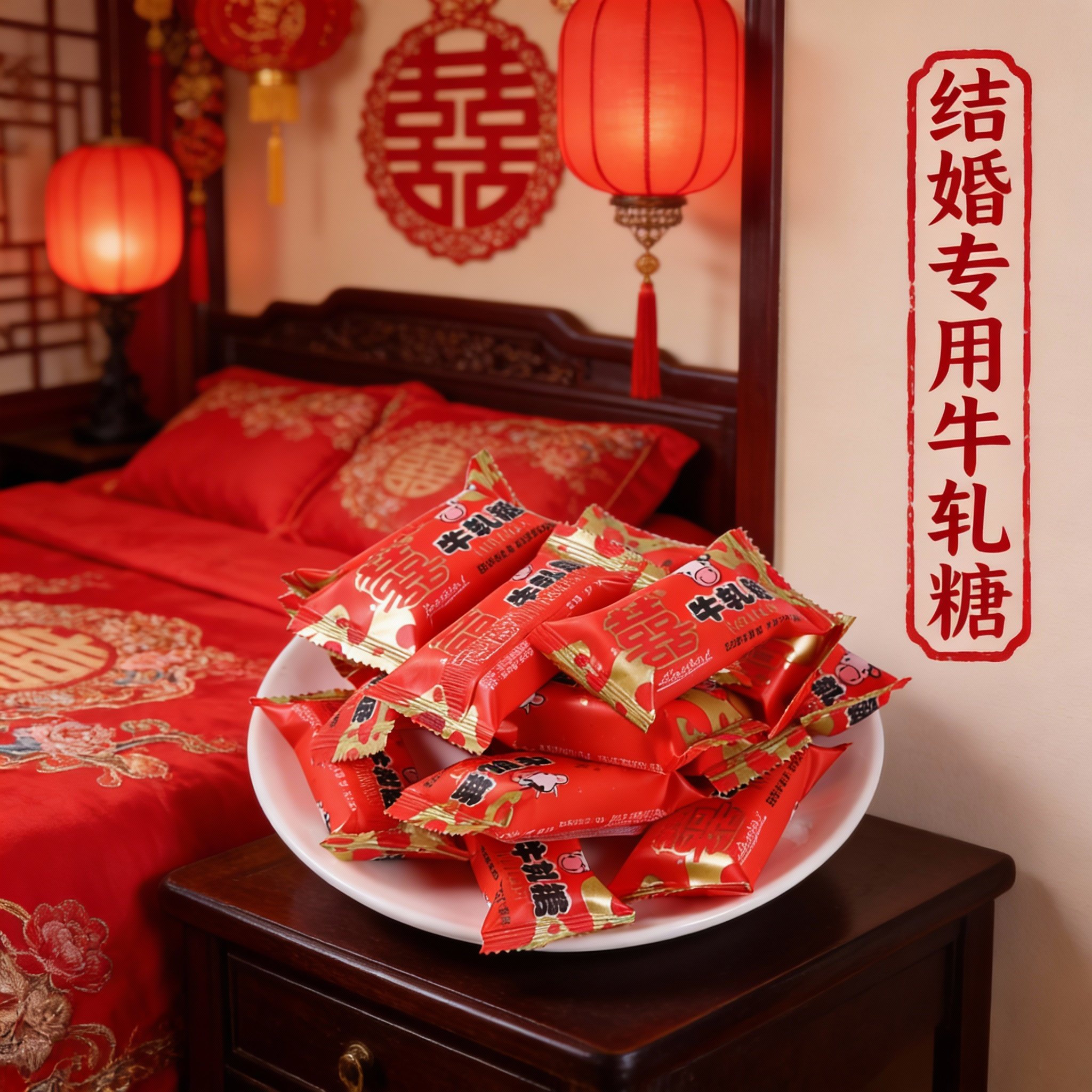 喜糖结婚专用批发散装喜庆牛轧糖乔迁订婚婚庆零食年货红色包装