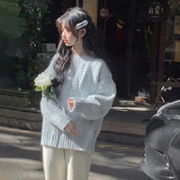 [Голубой цвет] [Очень хорошо выглядит осенью/элитный и ленивый стиль/очень красивый вязаный/наряд в корейском стиле ранней осени/красивые куртки популярны в этом году/расслабленный вязаный свитер/уникальный и красивый]