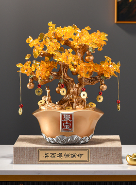 2025新款摆件财源广进发财树招财猫客厅店铺前台装饰乔迁开业礼物