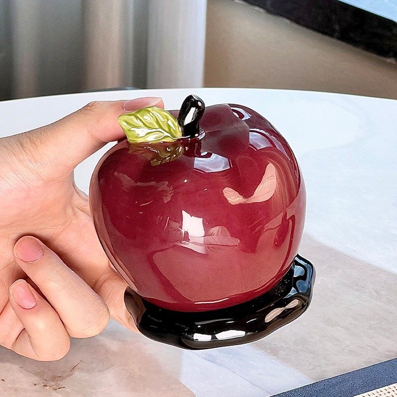 2025新款创意陶瓷苹果牙签盒轻奢高级高颜值新型牙线棉签收纳罐,收纳整理,牙签盒,淘宝优惠券,粉丝福利购,淘宝优惠卷