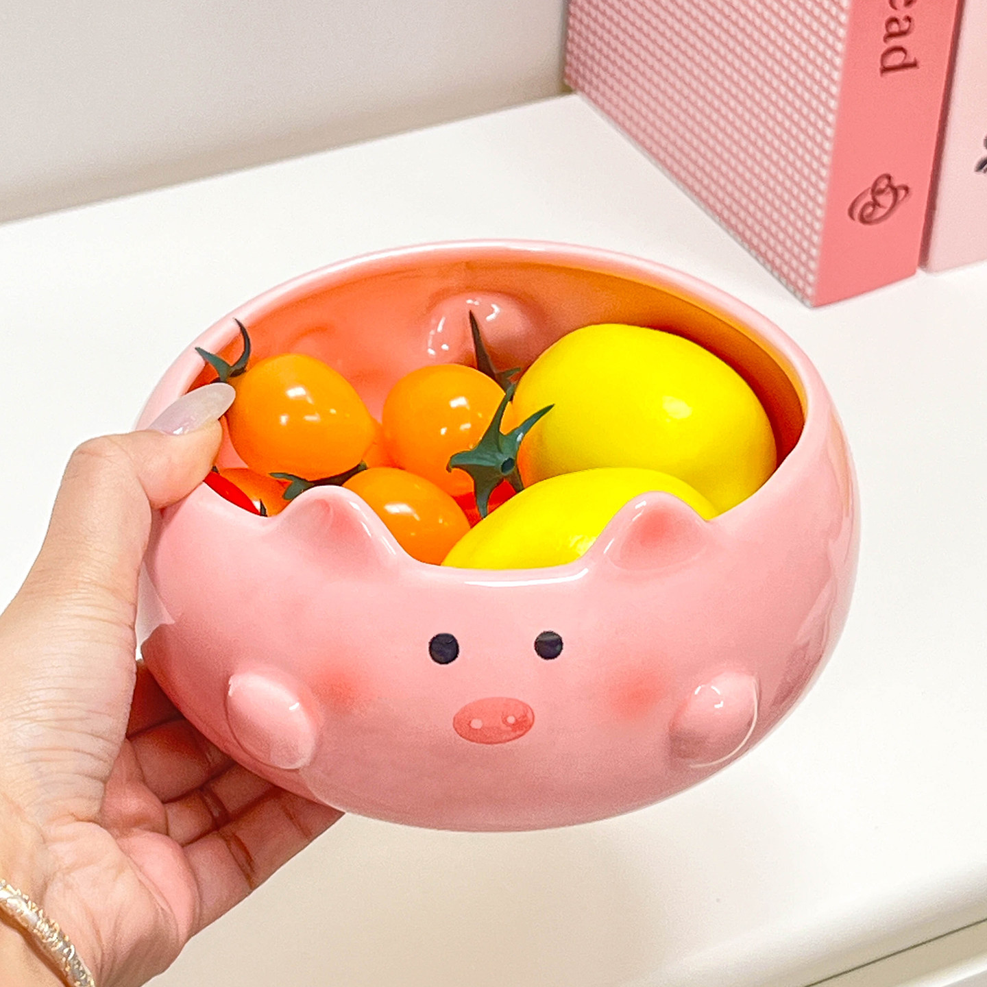 新款猪猪陶瓷水果盘家用客厅零食糖果收纳盘乔迁新居过年可爱果盆图片