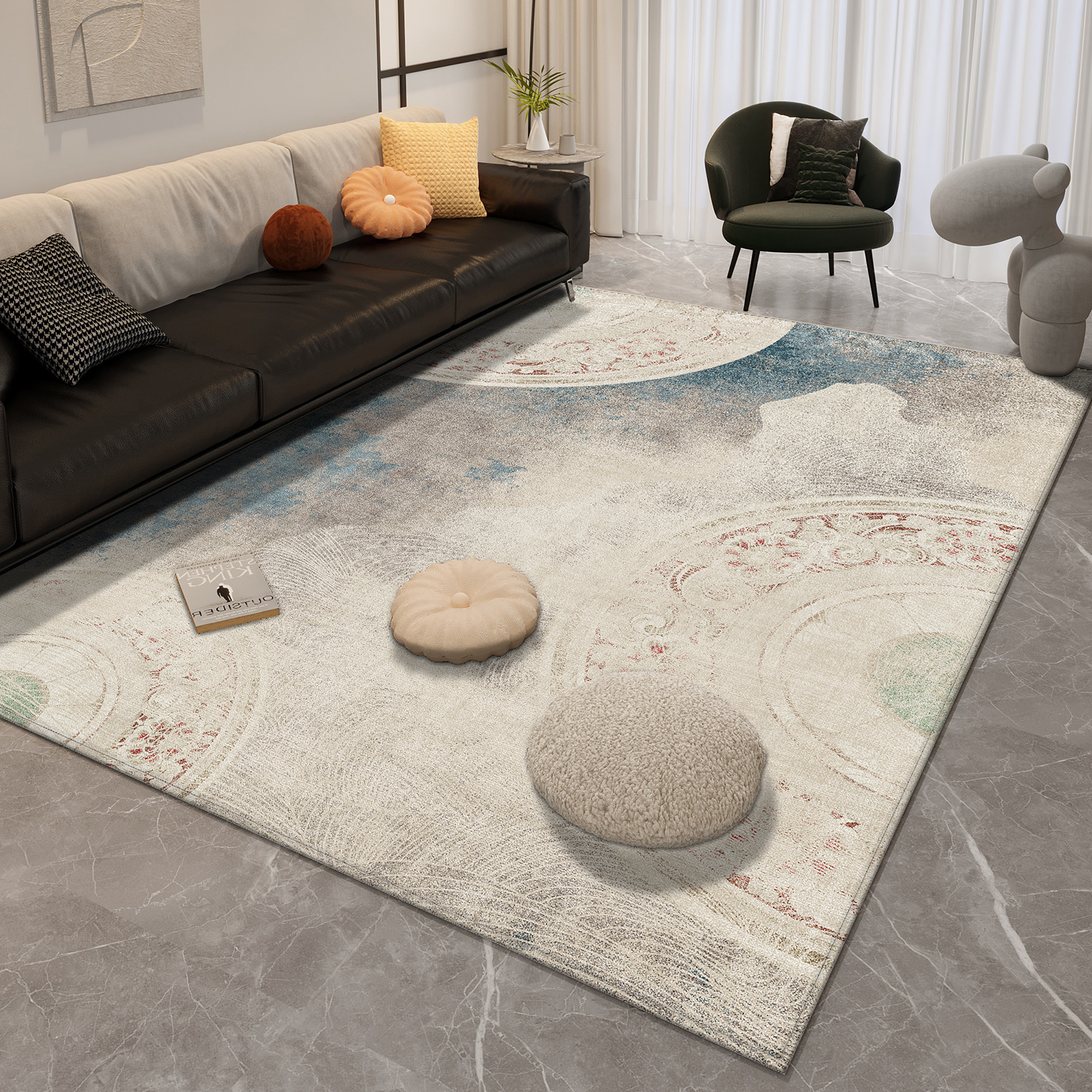 复古地毯客厅2025新款高级感家用地垫大面积全铺新中式沙发茶几毯