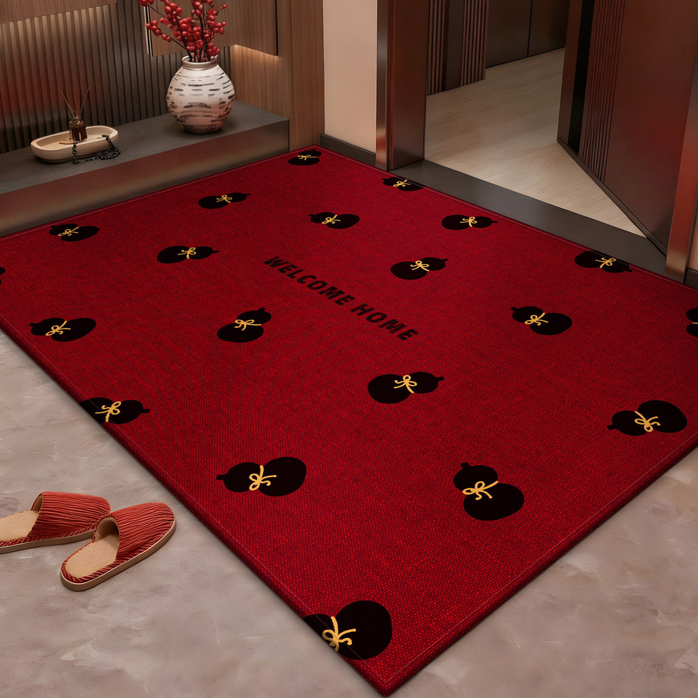 马年喜庆入户门垫室内进门红色免洗可擦地垫家用玄关加厚防滑脚垫,居家布艺,入户地垫,淘宝优惠券,粉丝福利购,淘宝优惠卷