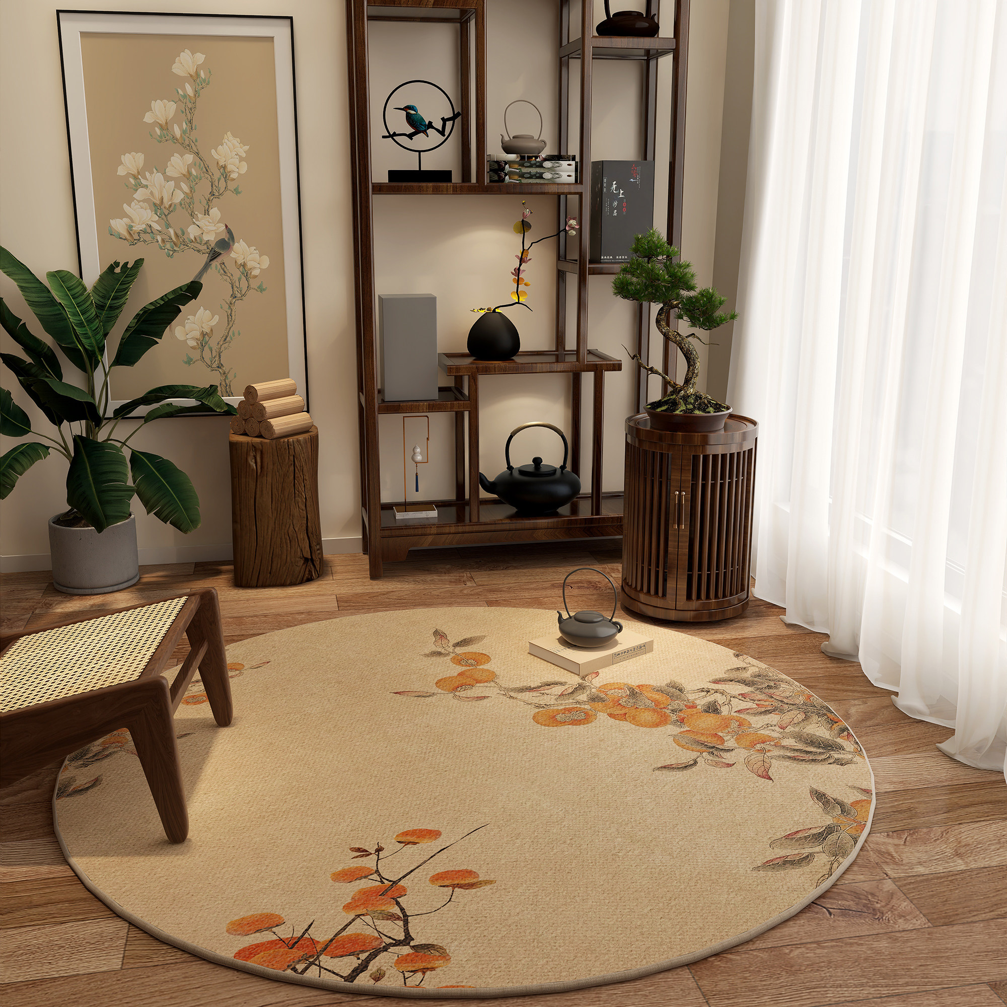 新中式圆形卧室地毯客厅办公室防滑转椅地垫家用沙发茶几脚垫简约,居家布艺,地毯,淘宝优惠券,粉丝福利购,淘宝优惠卷