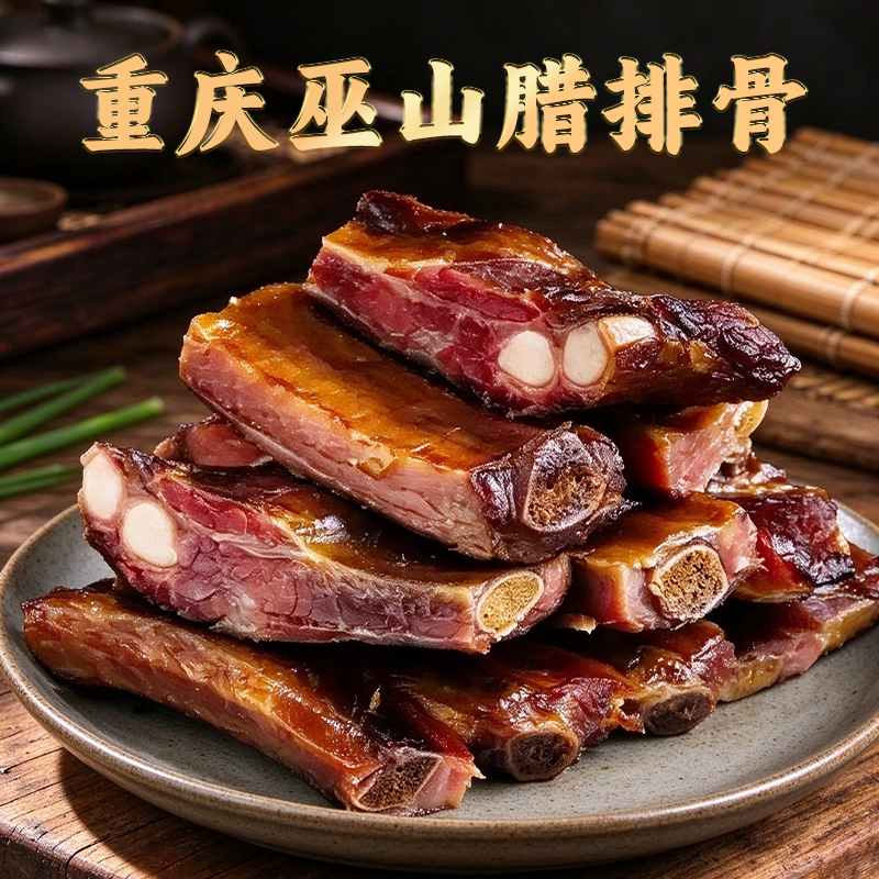 重庆巫山腊排骨正宗特产烟熏腊肉农家自制美味解馋