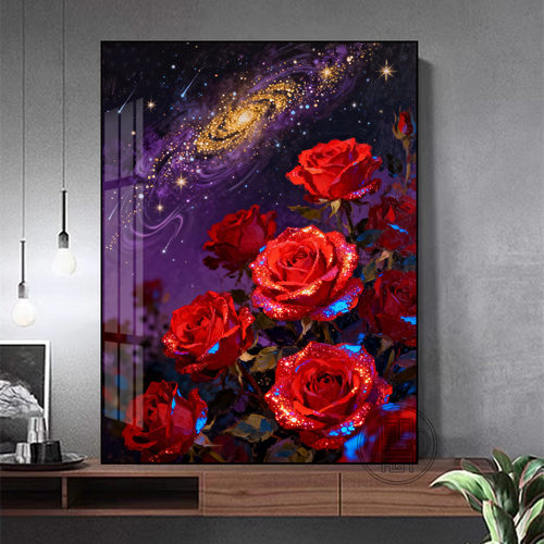 玫瑰花钻石画2026新款客厅花卉钻石粘贴画手工diy风景钻石绣方钻