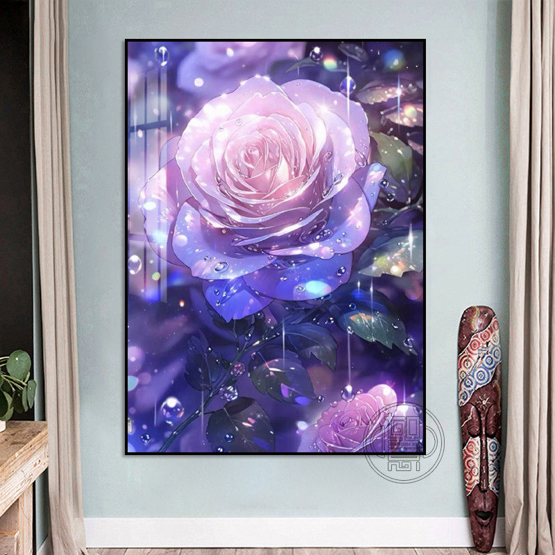 钻石画满钻玫瑰花手工点钻画带框