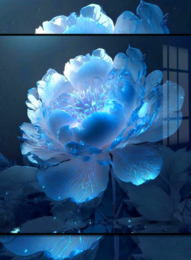 2025新款5d钻石画蓝色牡丹花高级感砖石贴画客厅点钻十字绣满钻