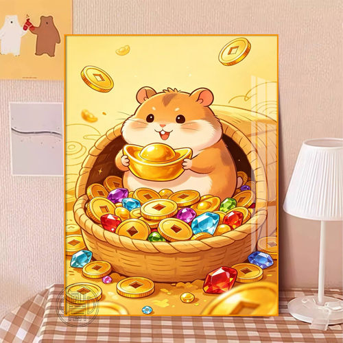 小仓鼠钻石画高颜值招财动物豪华版钻石贴画老鼠手工儿童贴钻画