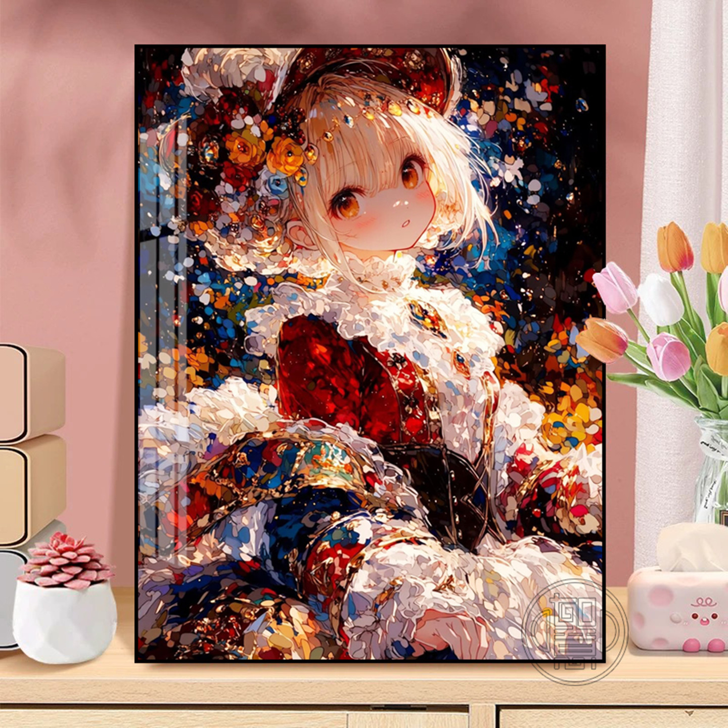 儿童钻石画高难度女孩子卡通可爱人物钻石贴画手工diy带框砖石画