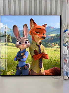 疯狂动物城钻石画手工diy材料包高颜值卡通儿童贴钻画带框砖石画